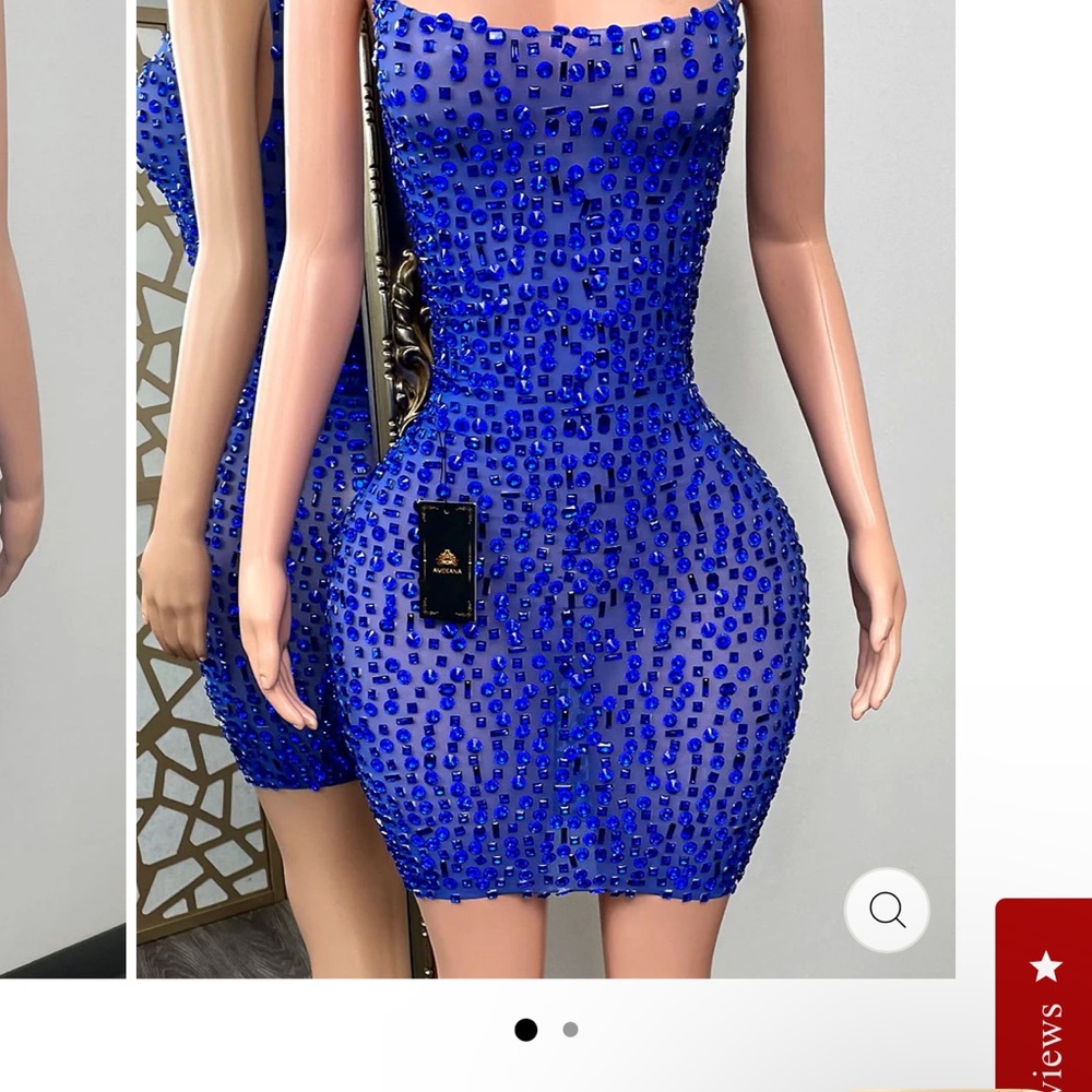 Elegant Blue Beaded Dress